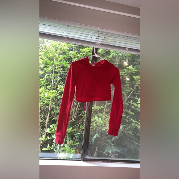 Attached LA Vintage Red Crop Top Hoodie - Picture 1 of 5